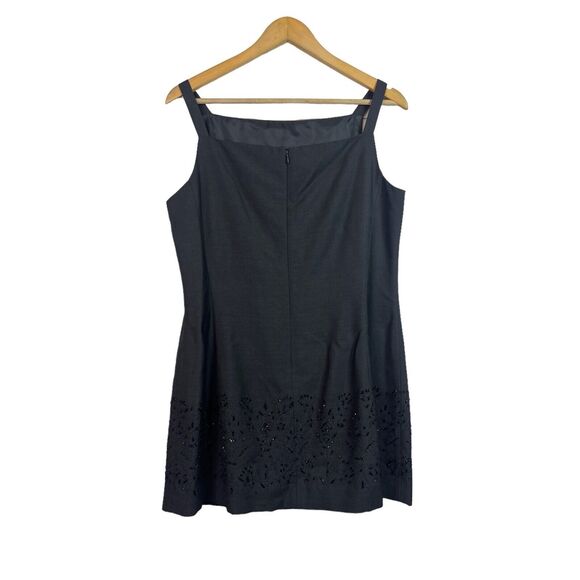 Vintage Emanuel Ungaro Black Sheath Square Neck Bead Black Dress Size 6 - Picture 2 of 11